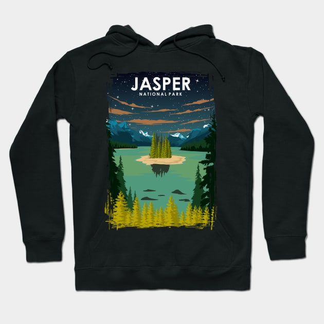 Jasper National Park Vintage Minimal Retro Travel Poster Hoodie by jornvanhezik